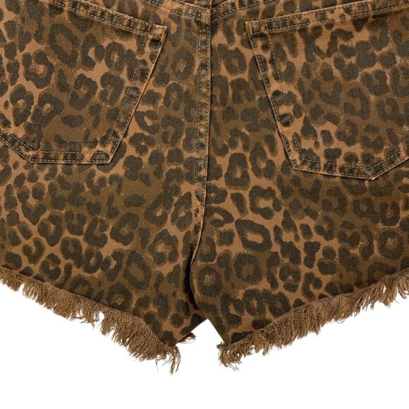 Alexander Wang X Denim Bite Short 26 Tan Leopard Print Frayed - Picture 10 of 12